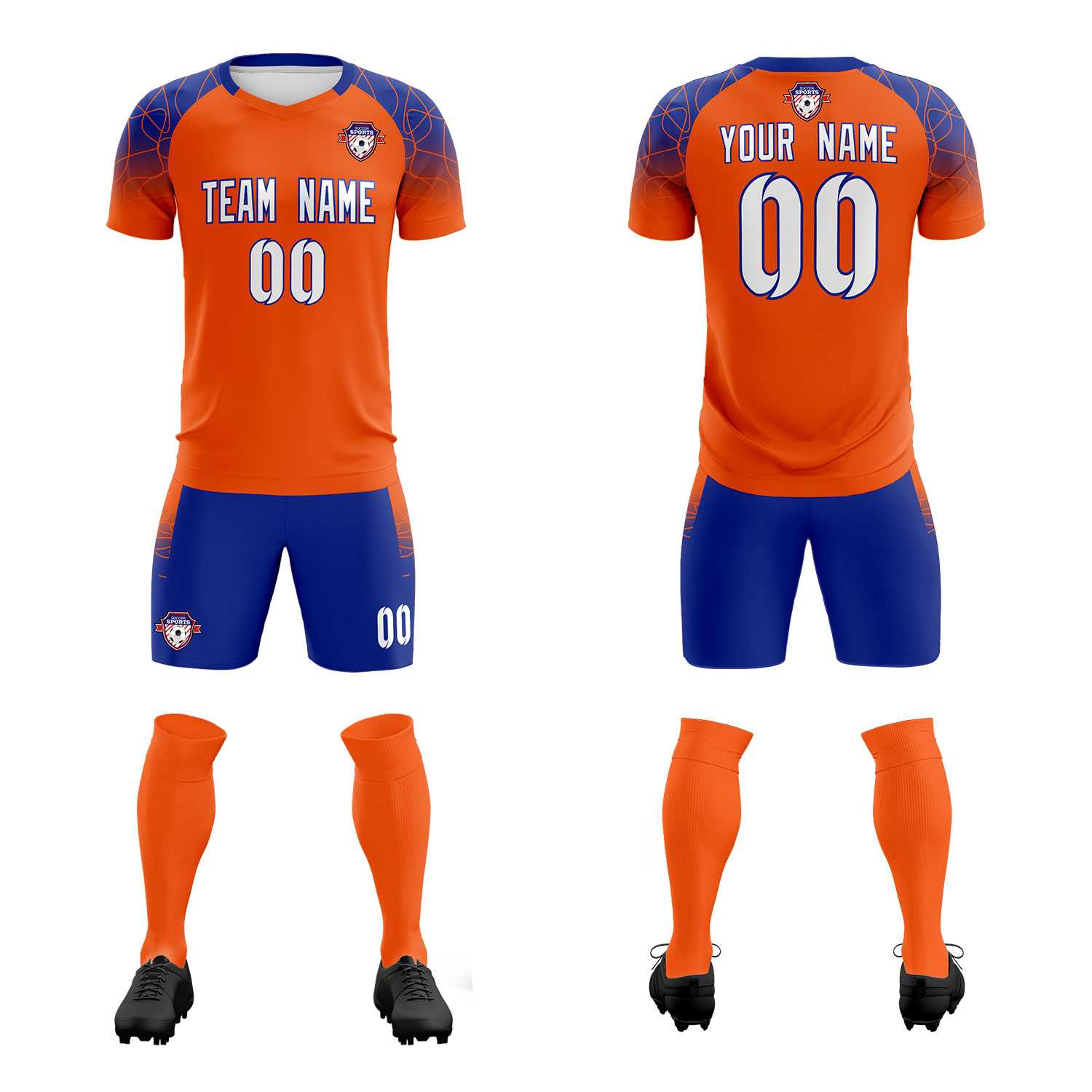 Custom Orange Classic Football Training Kit Jersey For Adults/Kids