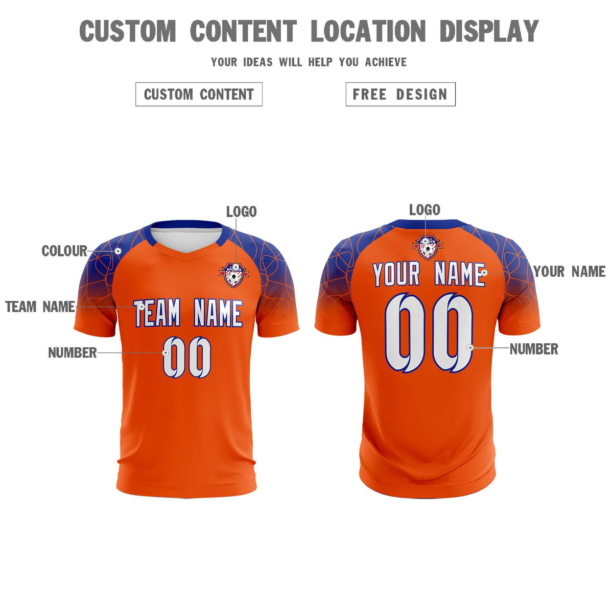 Custom Orange Classic Football Training Kit Jersey For Adults/Kids