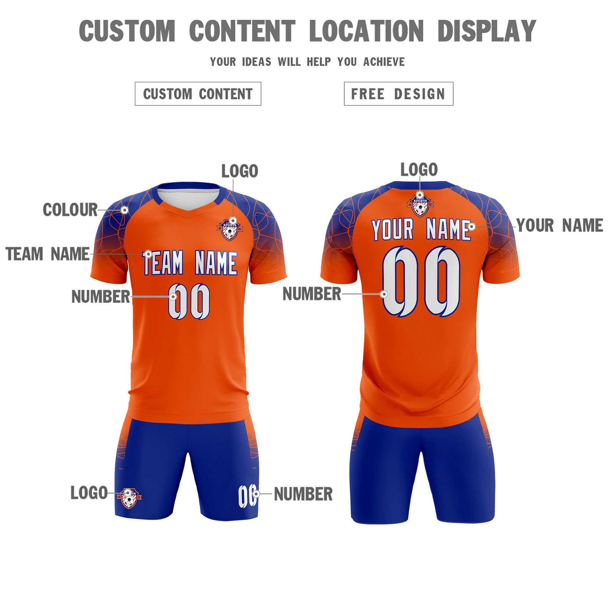 Custom Orange Classic Football Training Kit Jersey For Adults/Kids