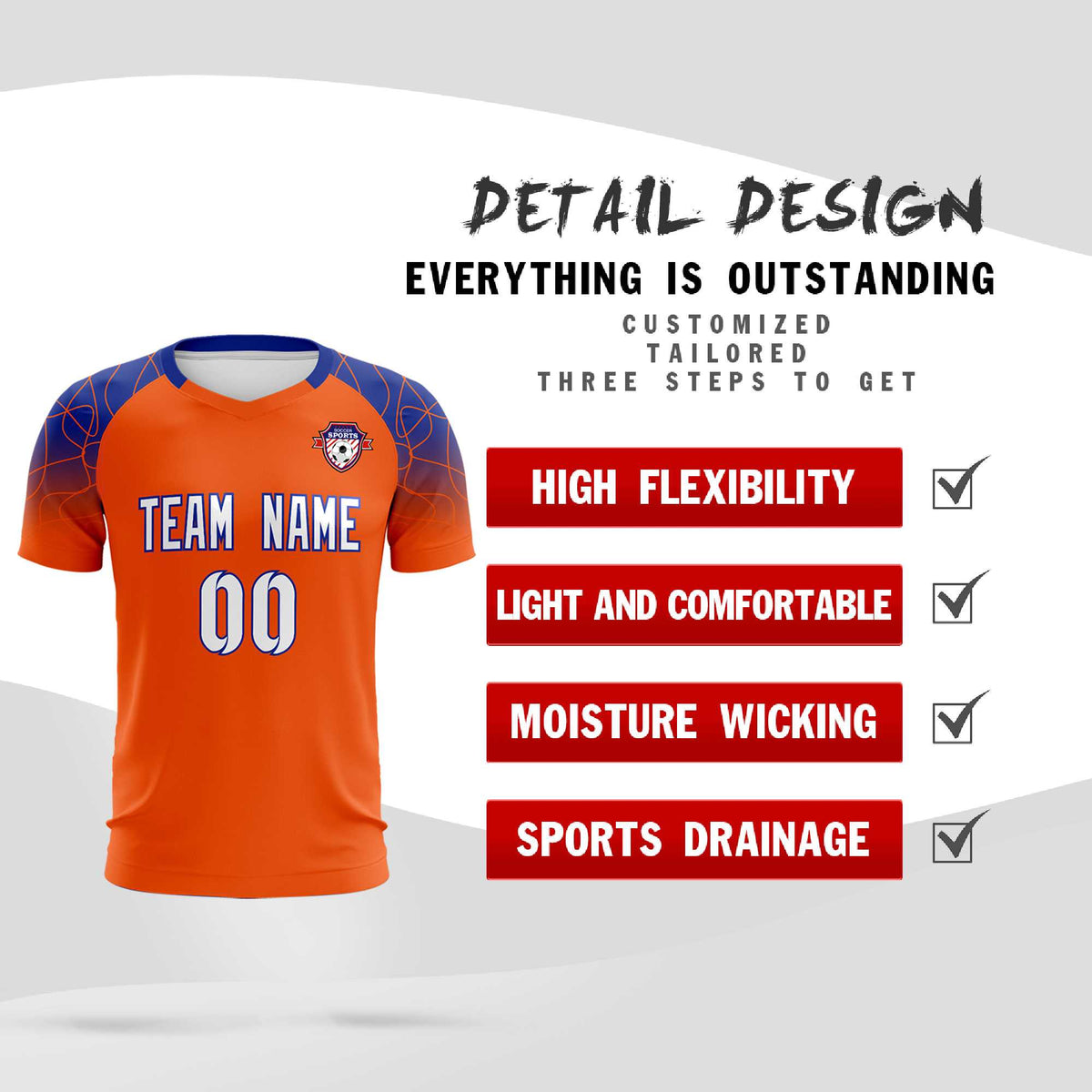 Custom Orange Classic Football Training Kit Jersey For Adults/Kids