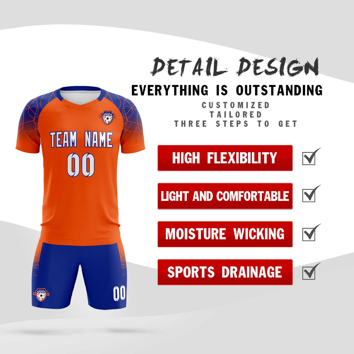 Custom Orange Classic Football Training Kit Jersey For Adults/Kids
