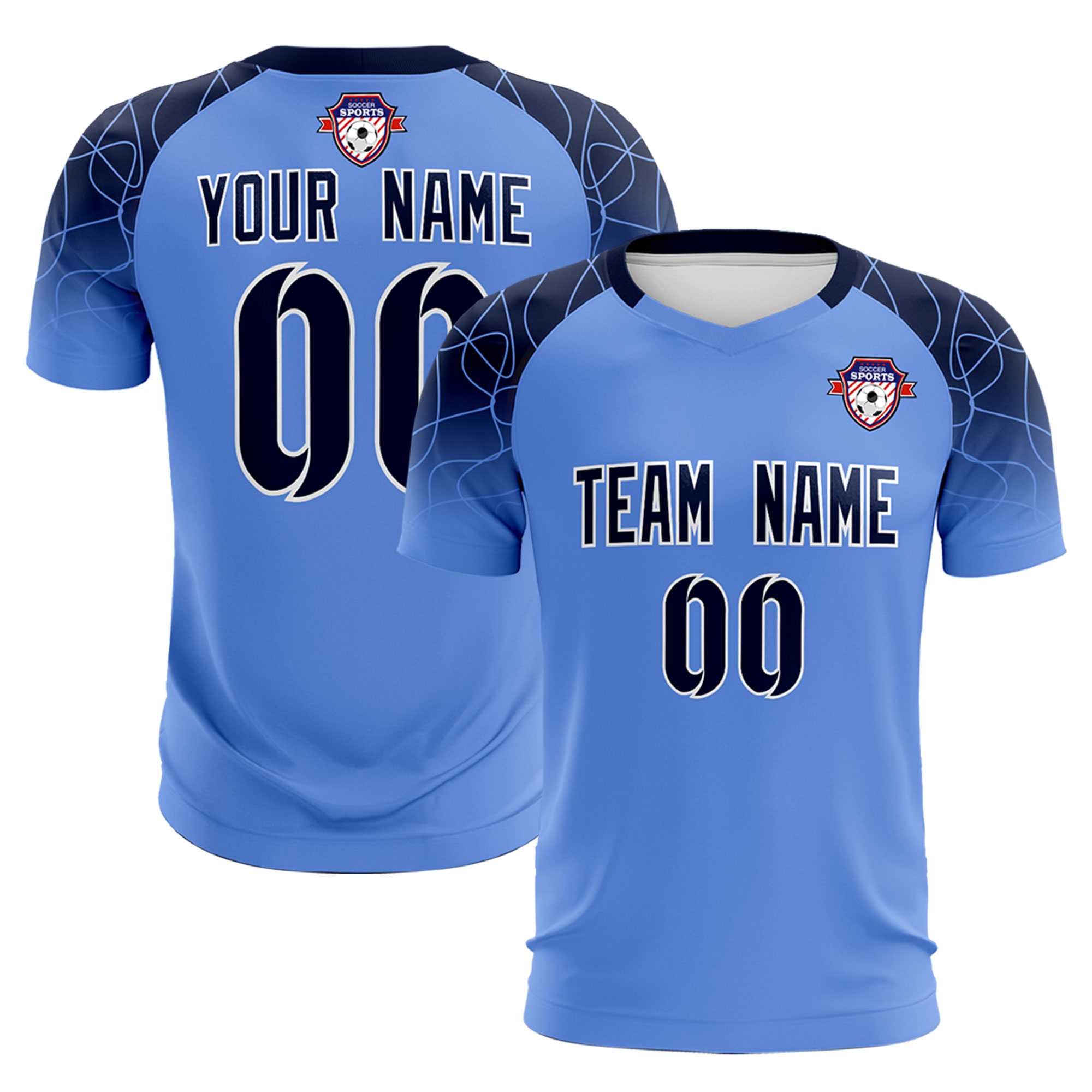 Custom Light Blue Classic Football Training Kit Jersey For Adults/Kids