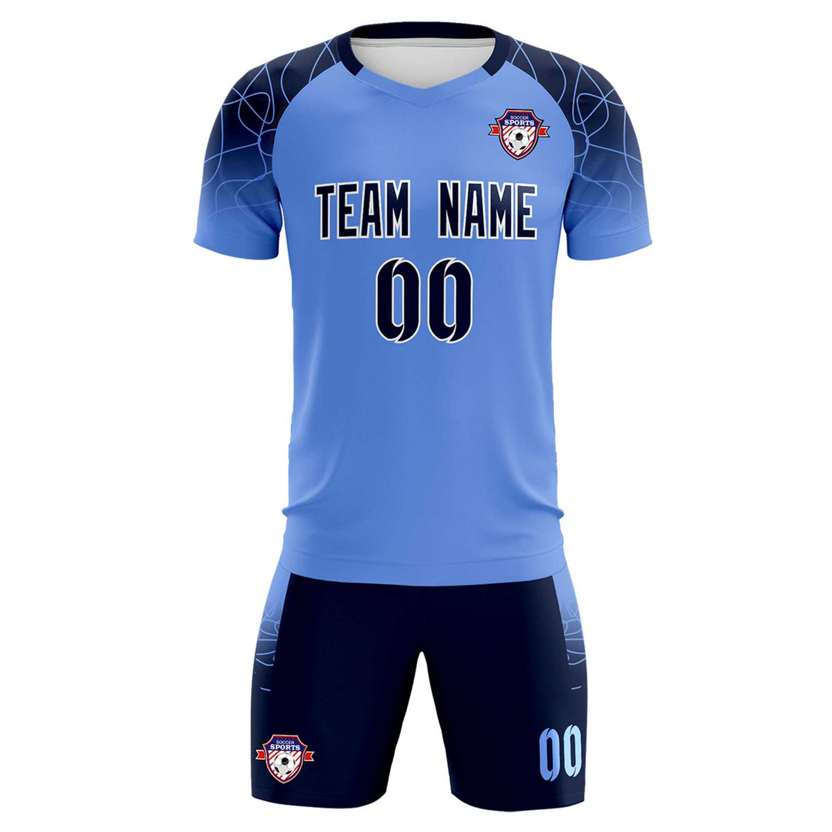 Custom Light Blue Classic Football Training Kit Jersey For Adults/Kids