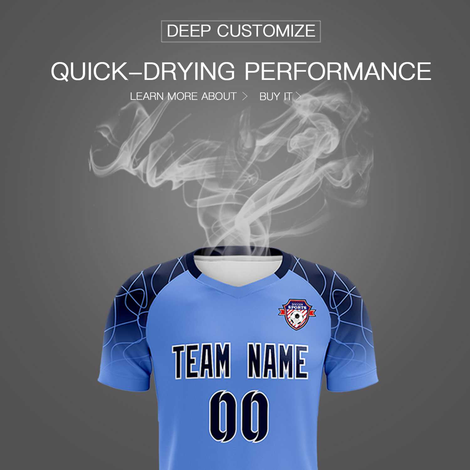 Custom Light Blue Classic Football Training Kit Jersey For Adults/Kids