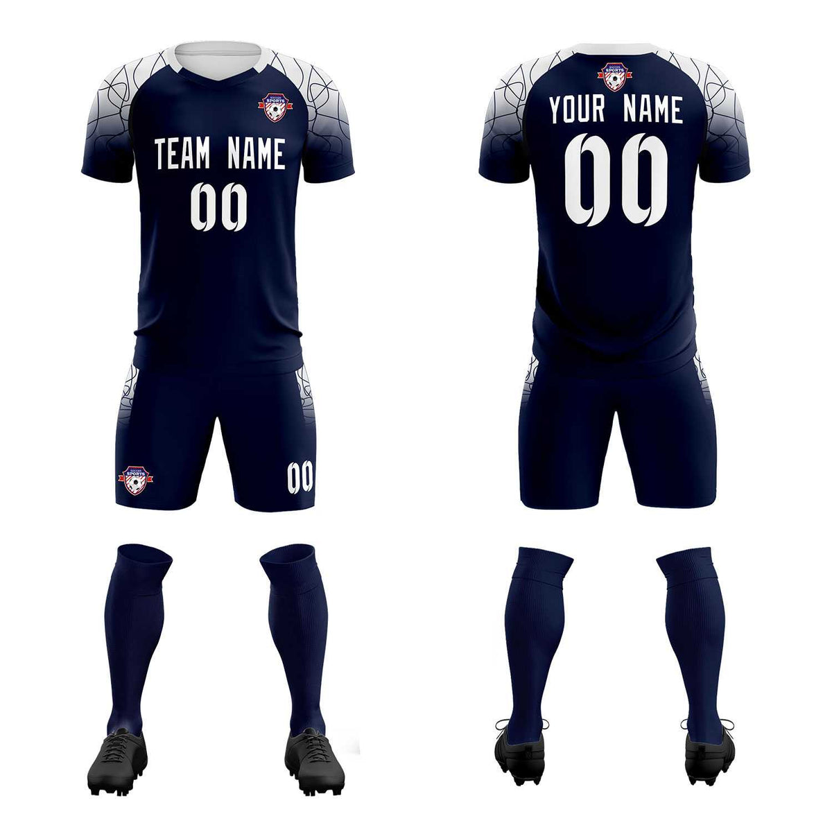 Custom Navy Classic Football Training Kit Jersey For Adults/Kids
