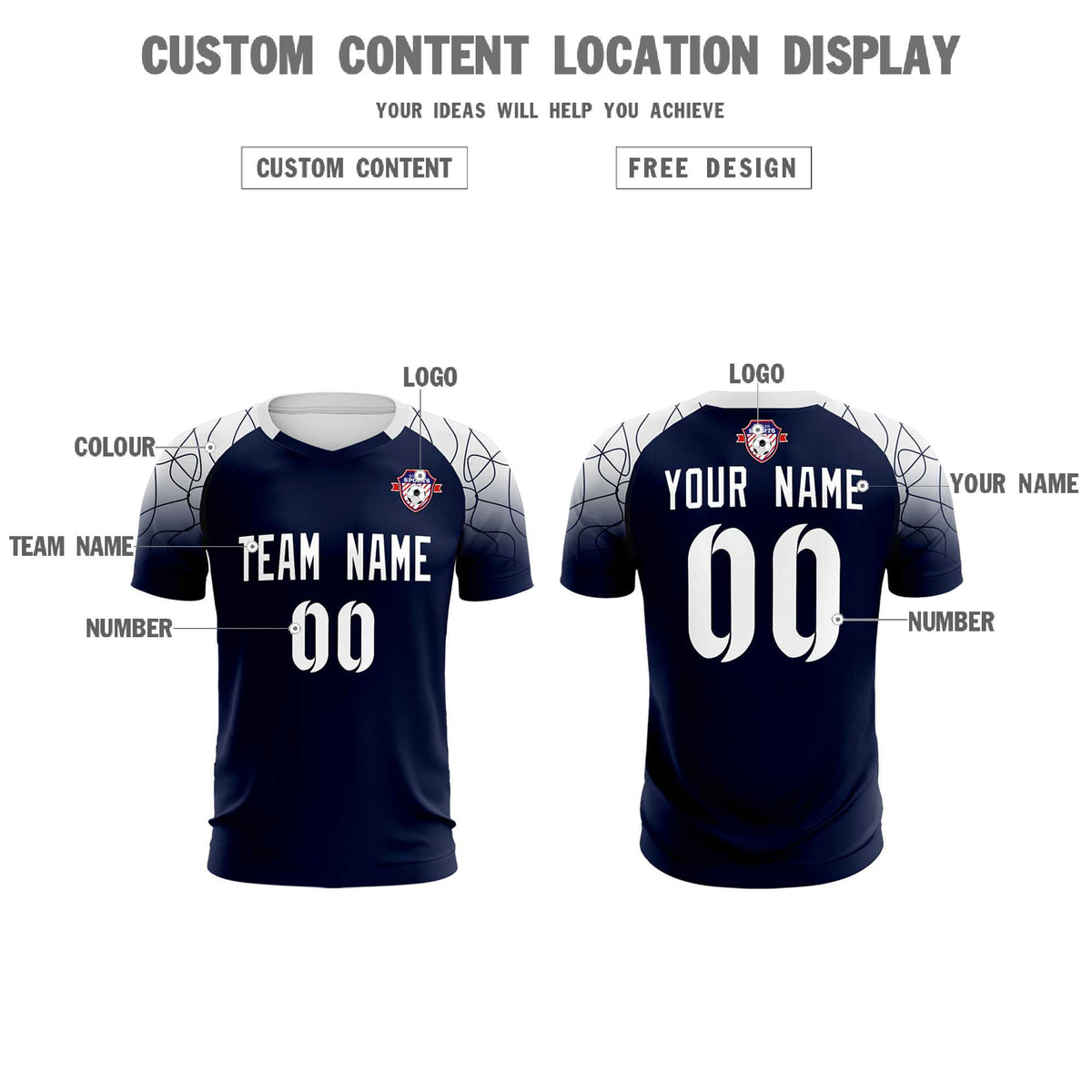 Custom Navy Classic Football Training Kit Jersey For Adults/Kids