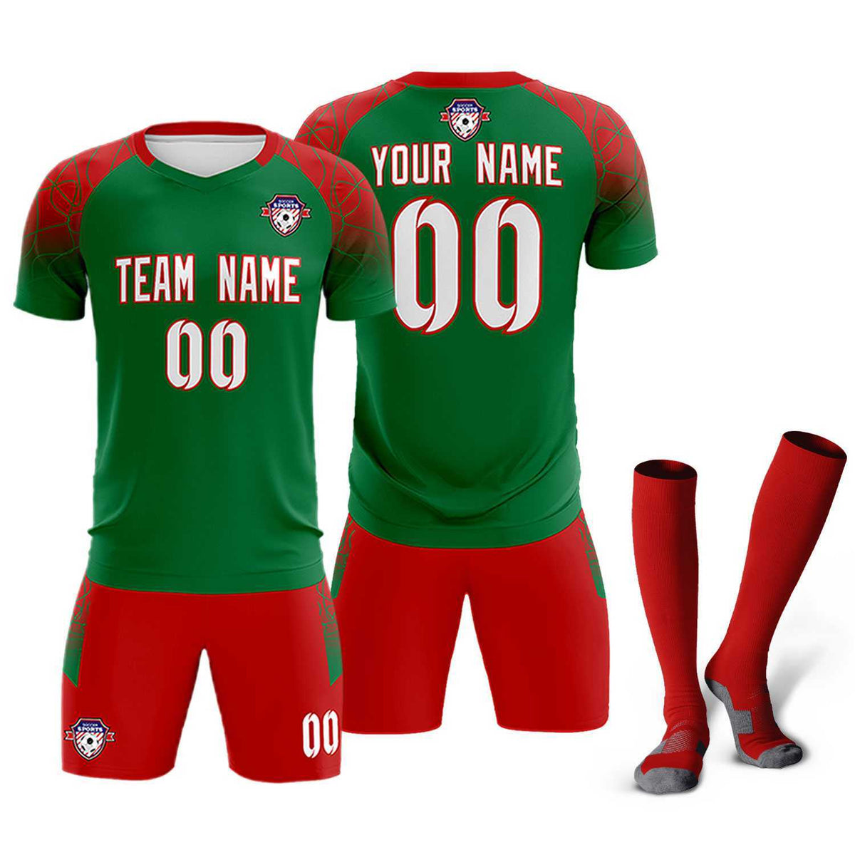 Custom Kelly Green Classic Football Training Kit Jersey For Adults/Kids