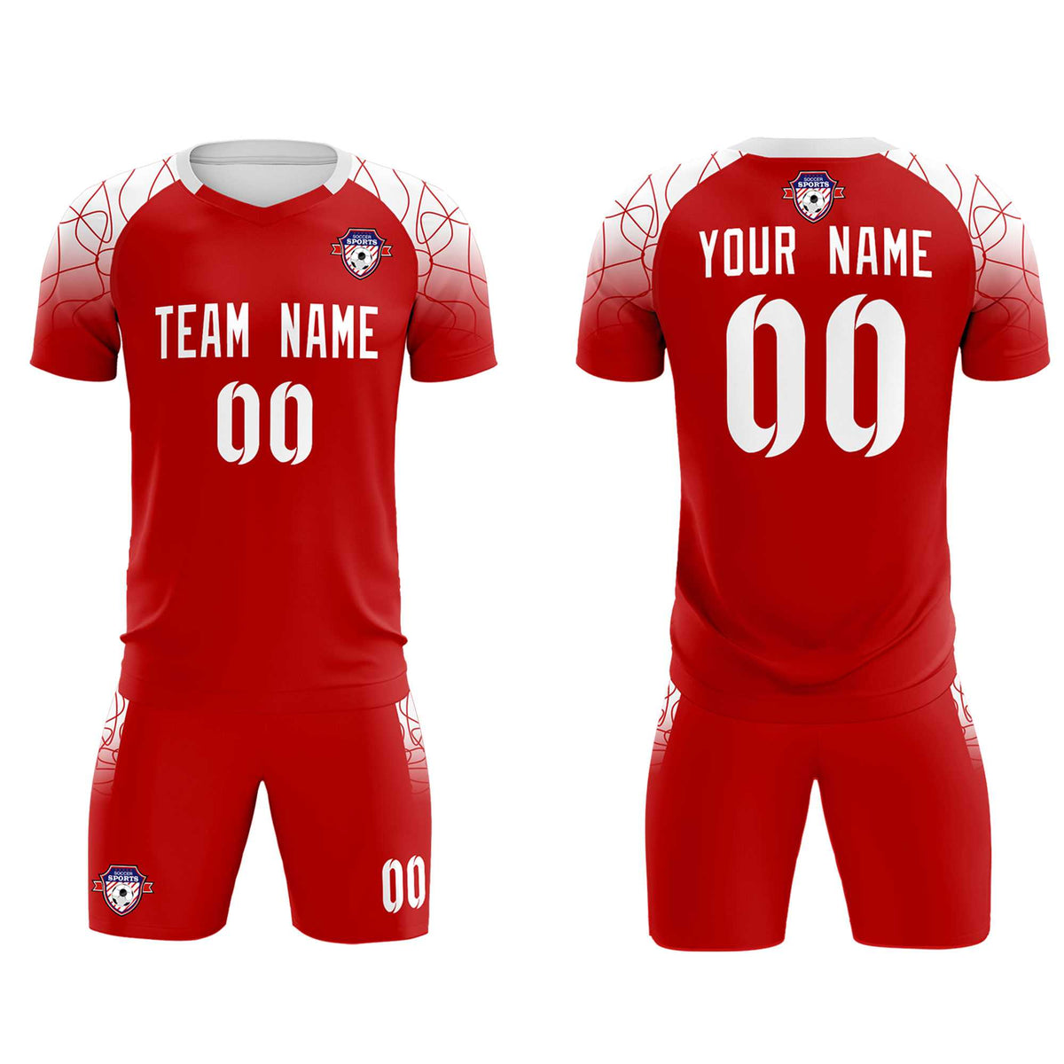 Custom Red Classic Football Training Kit Jersey For Adults/Kids