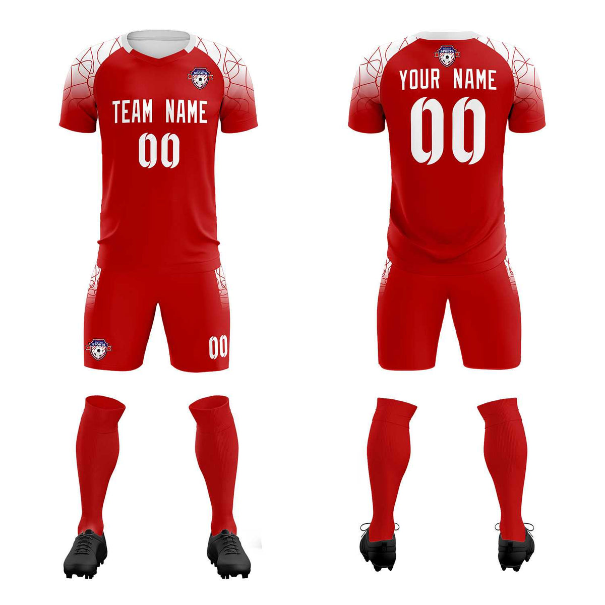 Custom Red Classic Football Training Kit Jersey For Adults/Kids