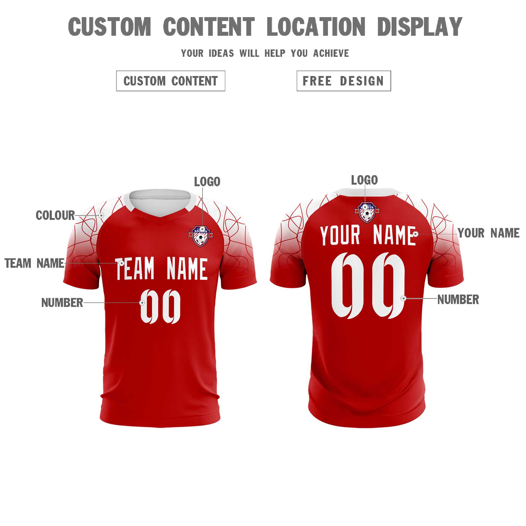 Custom Red Classic Football Training Kit Jersey For Adults/Kids