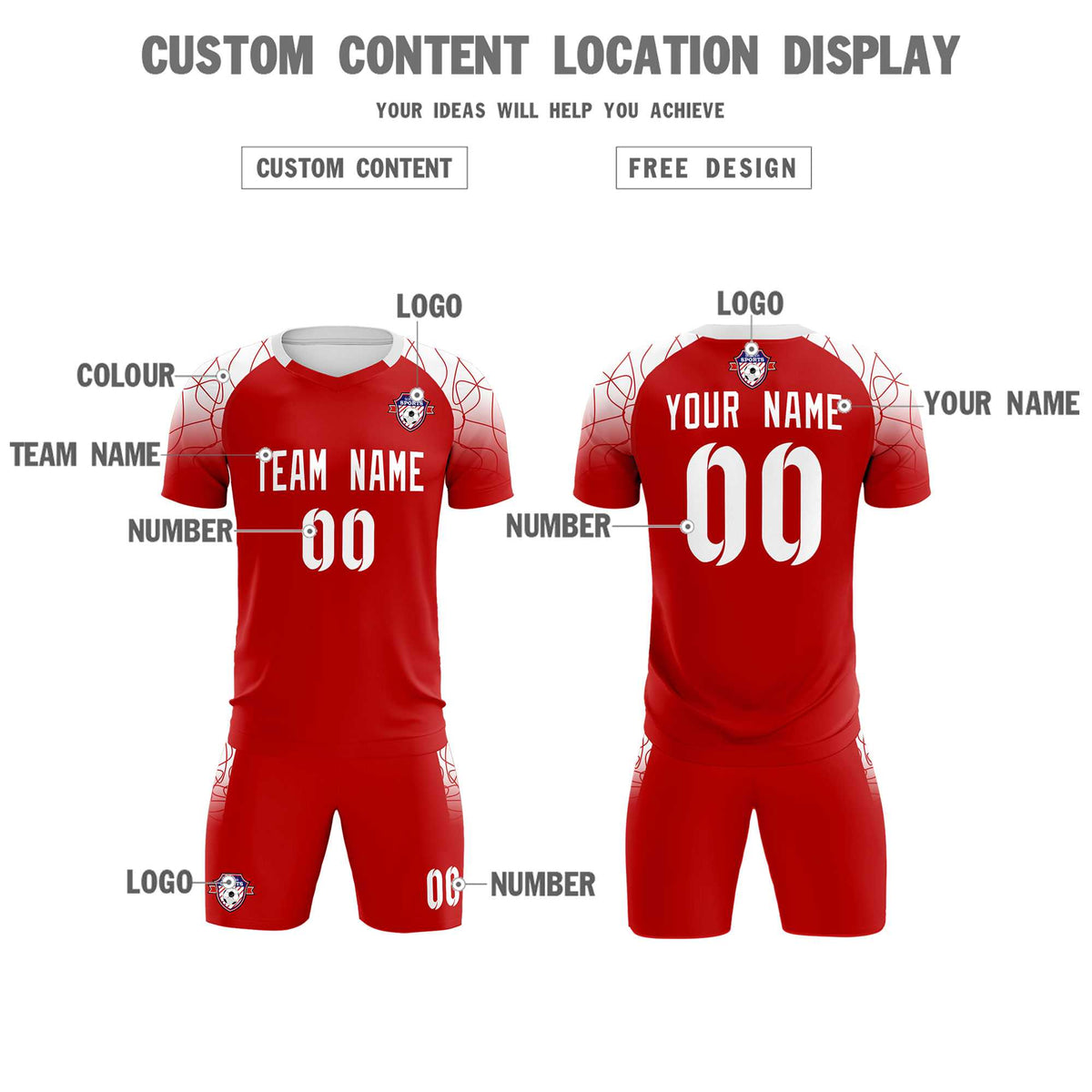 Custom Red Classic Football Training Kit Jersey For Adults/Kids