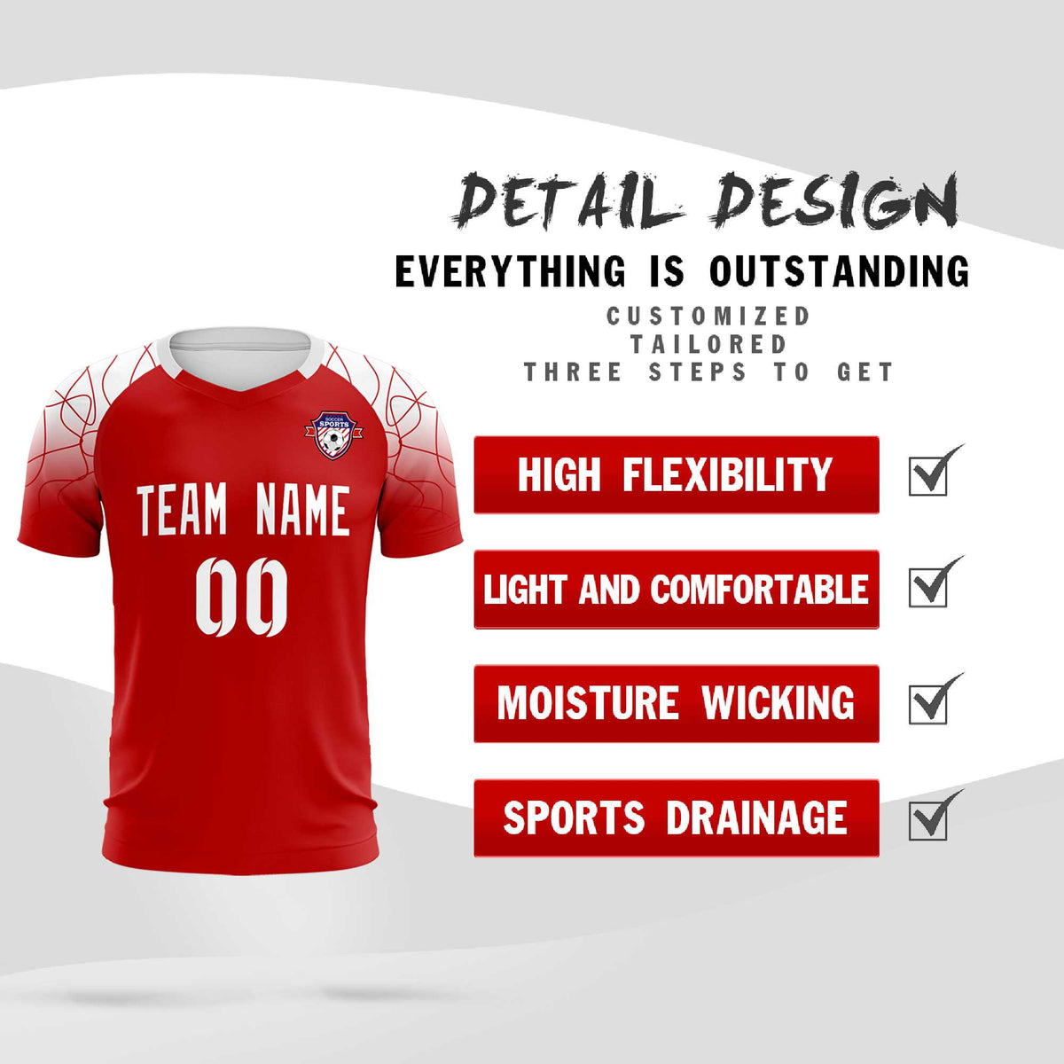Custom Red Classic Football Training Kit Jersey For Adults/Kids