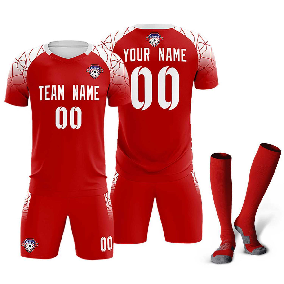 Custom Red Classic Football Training Kit Jersey For Adults/Kids