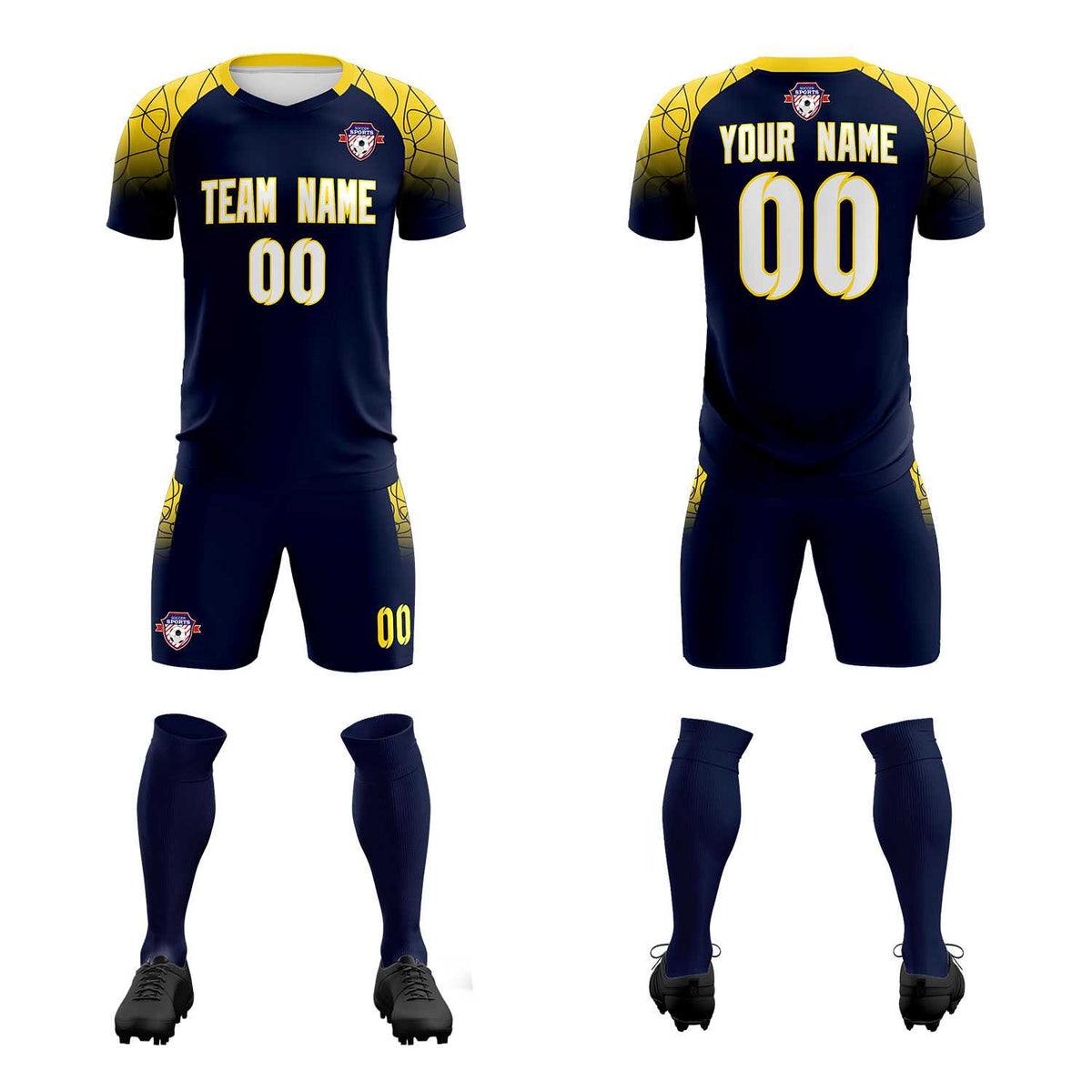 Custom Navy Classic Football Training Kit Jersey For Adults/Kids