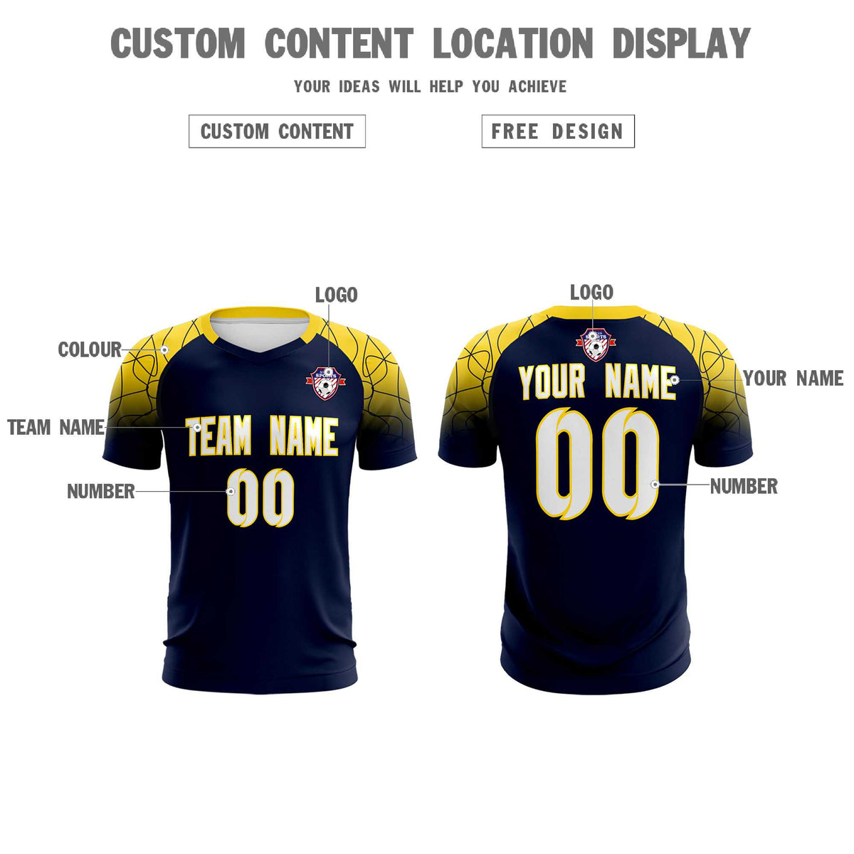 Custom Navy Classic Football Training Kit Jersey For Adults/Kids