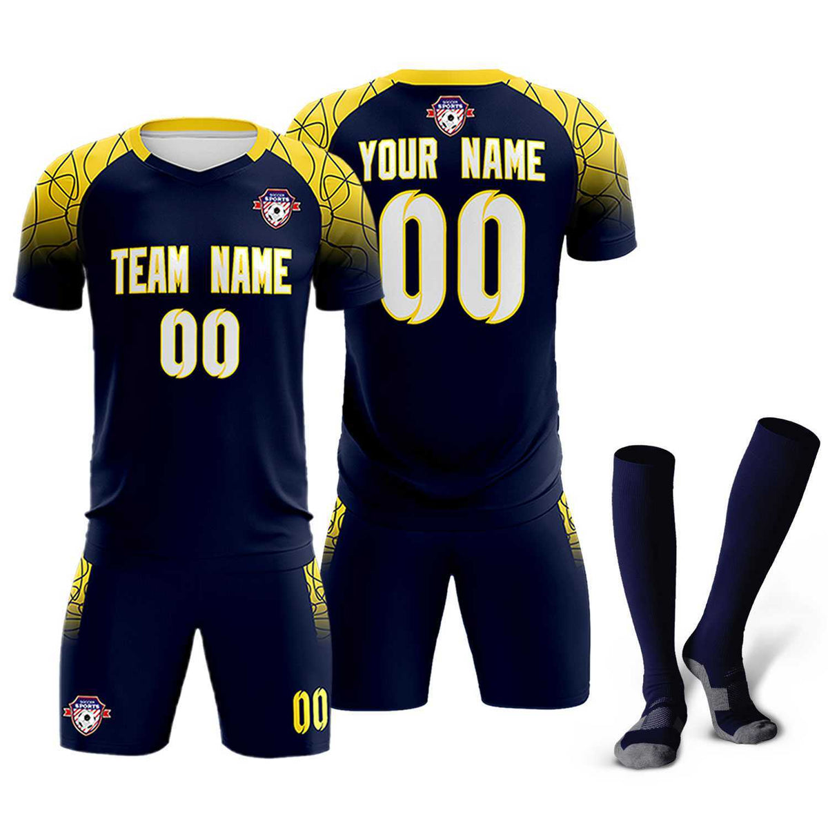 Custom Navy Classic Football Training Kit Jersey For Adults/Kids