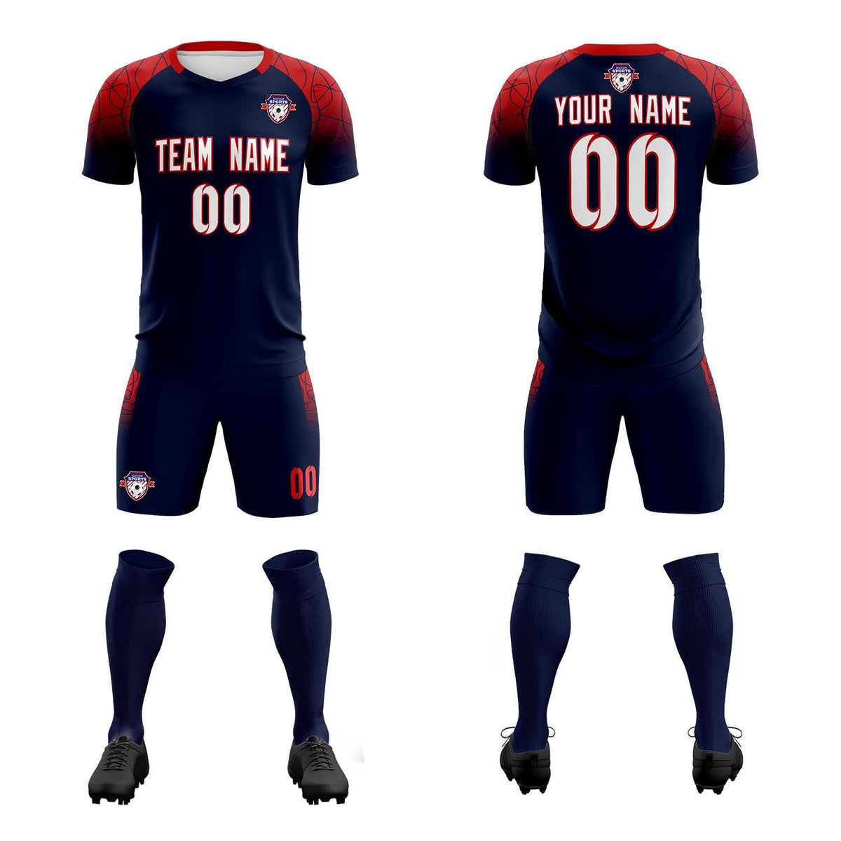 Custom Navy Classic Football Training Kit Jersey For Adults/Kids