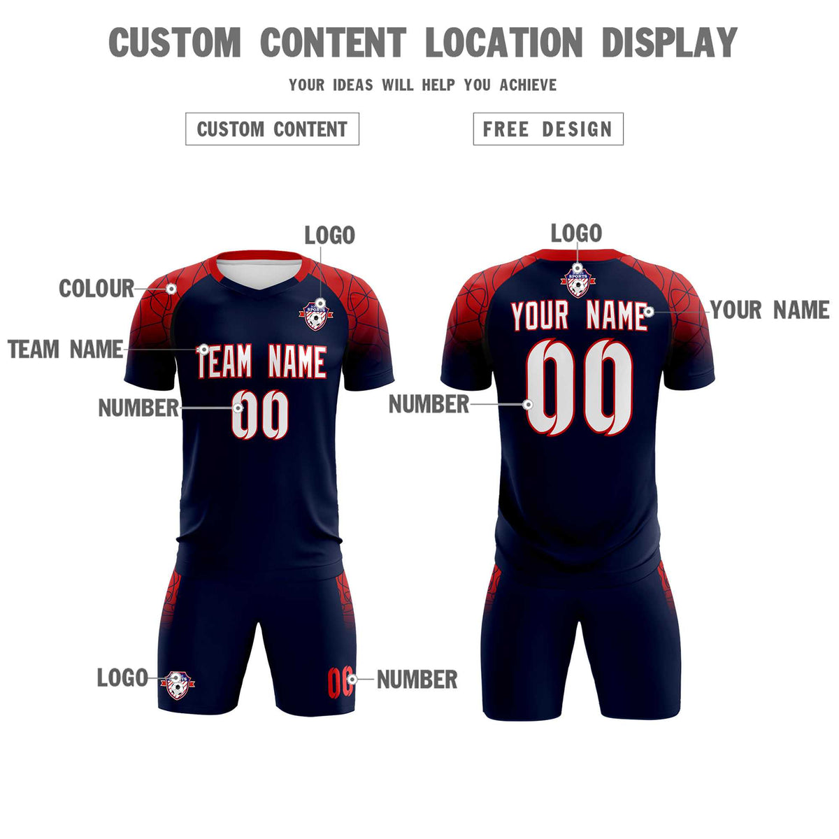 Custom Navy Classic Football Training Kit Jersey For Adults/Kids