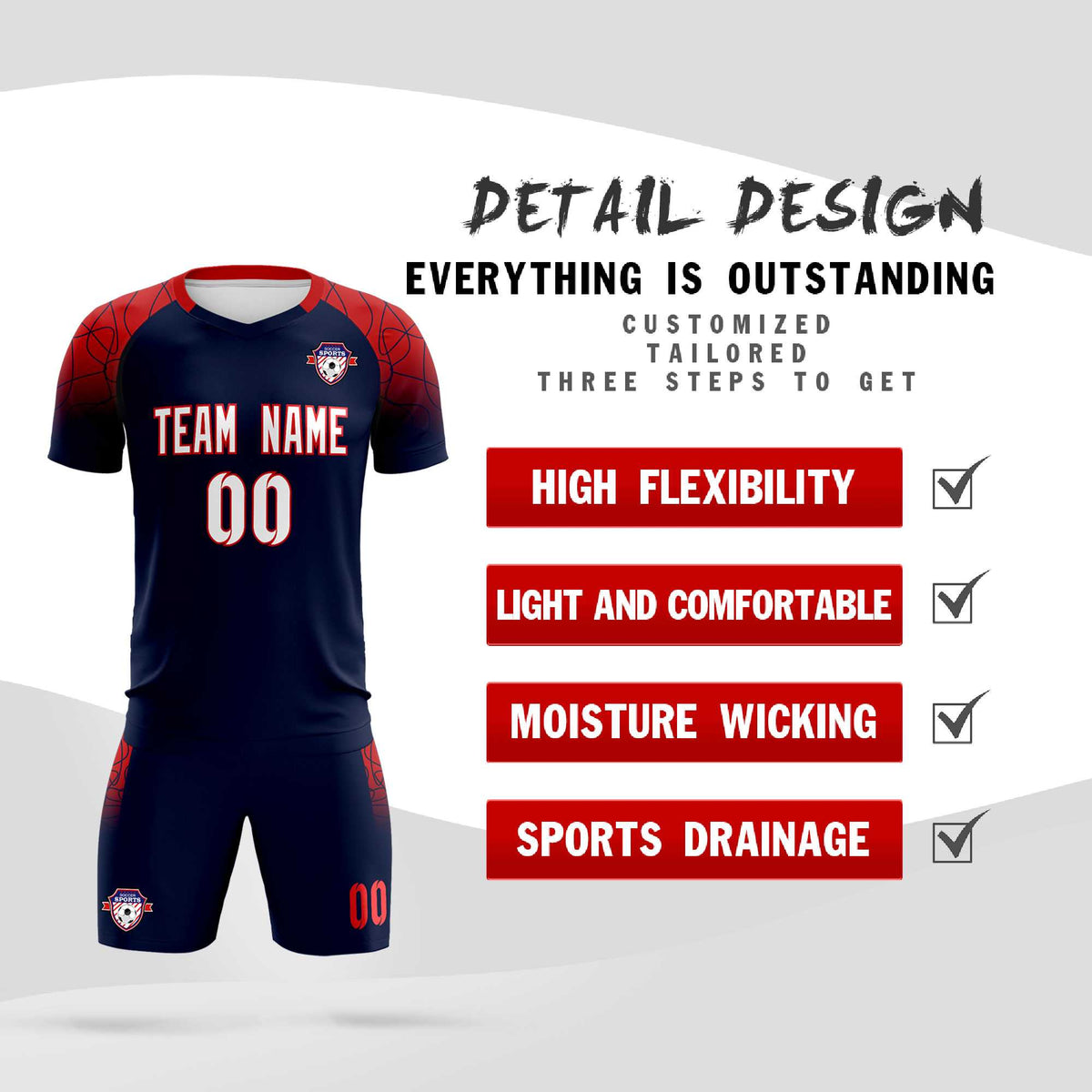 Custom Navy Classic Football Training Kit Jersey For Adults/Kids