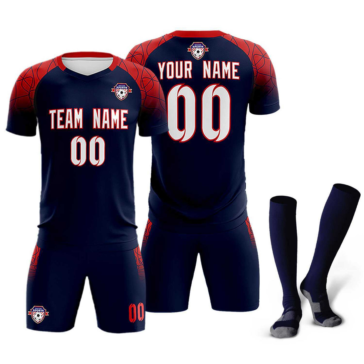 Custom Navy Classic Football Training Kit Jersey For Adults/Kids