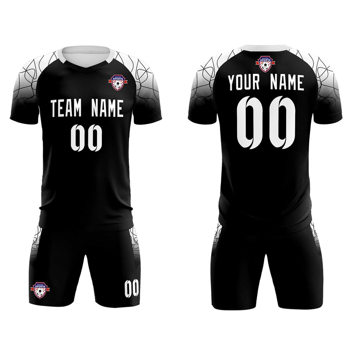 Custom Black Classic Football Training Kit Jersey For Adults/Kids