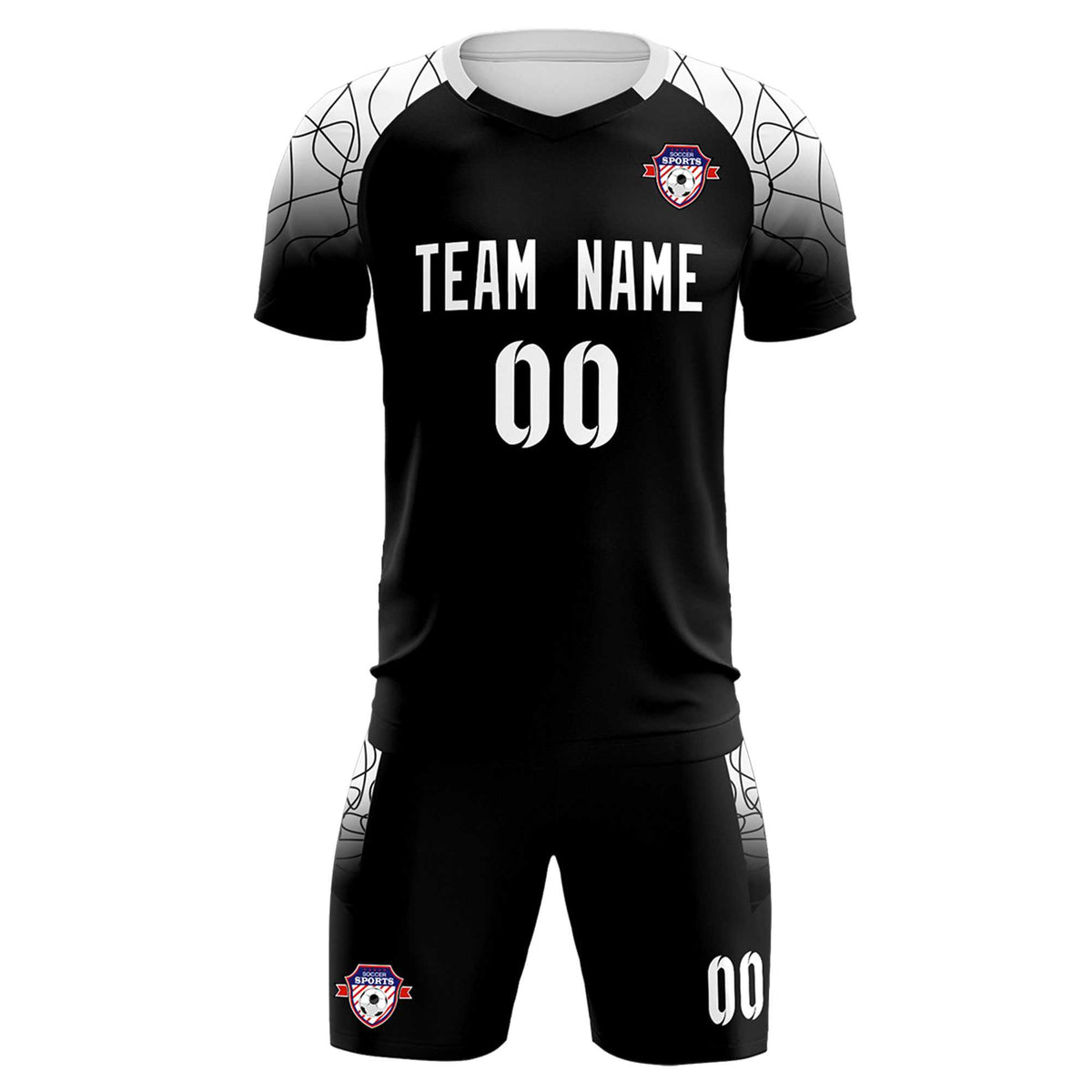 Custom Black Classic Football Training Kit Jersey For Adults/Kids