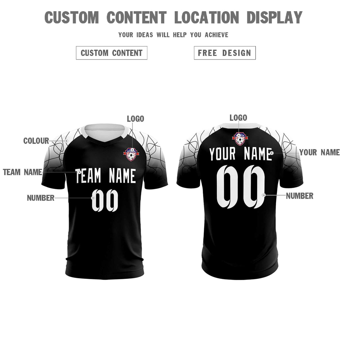 Custom Black Classic Football Training Kit Jersey For Adults/Kids