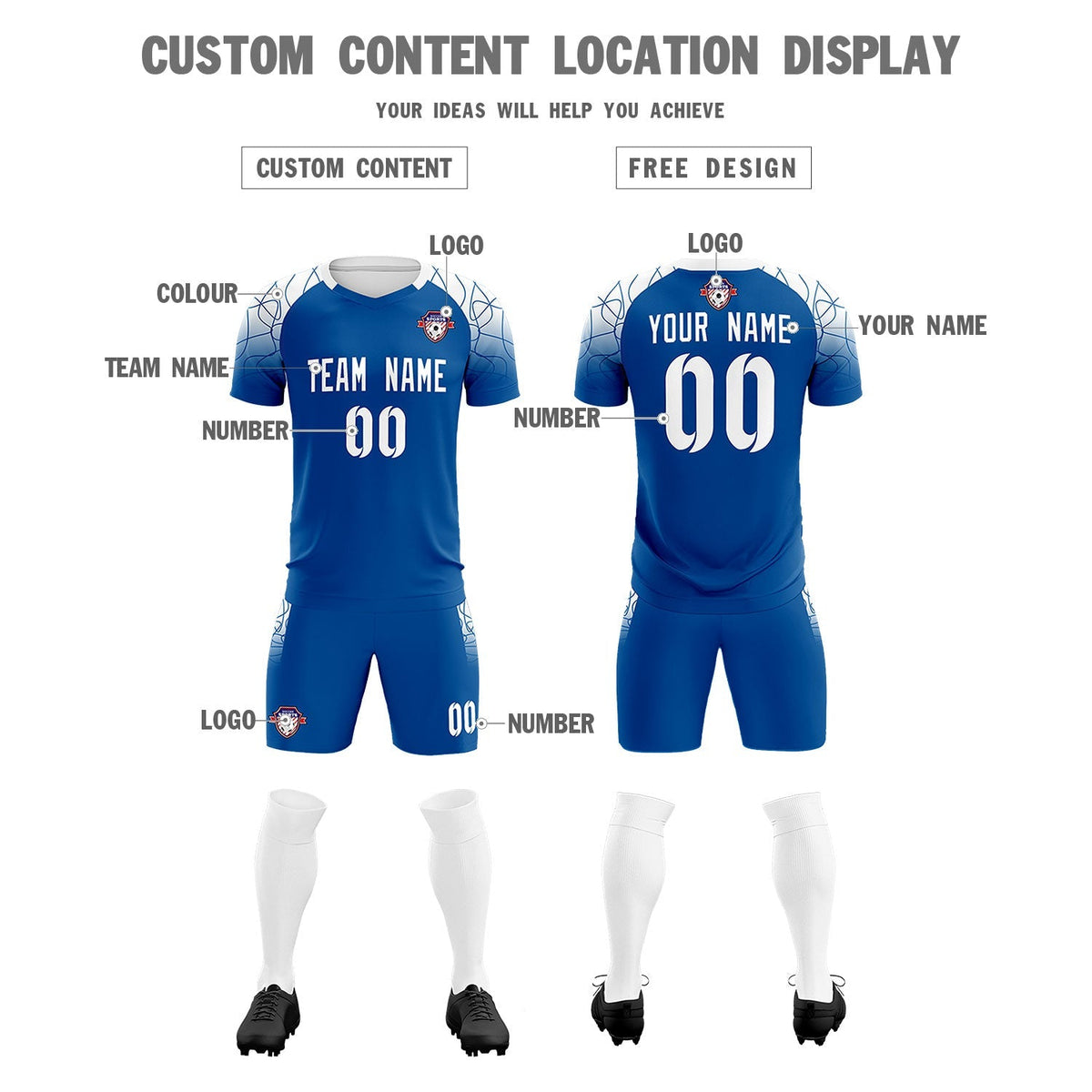 Custom Navy Classic Football Training Kit Jersey For Adults/Kids