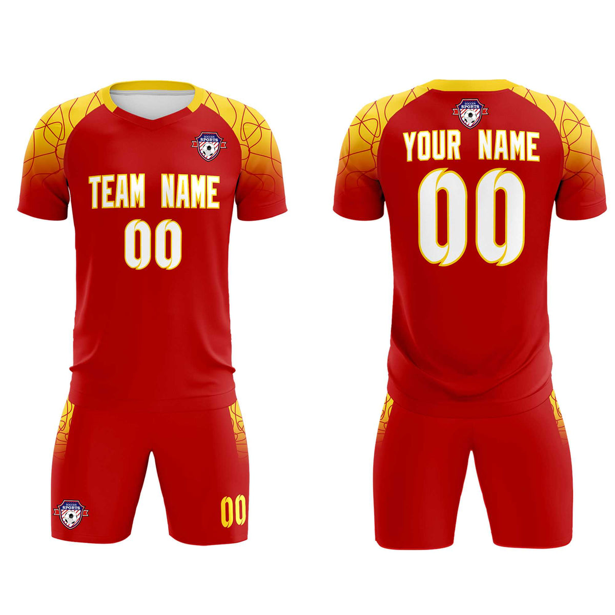 Custom Red Classic Football Training Kit Jersey For Adults/Kids
