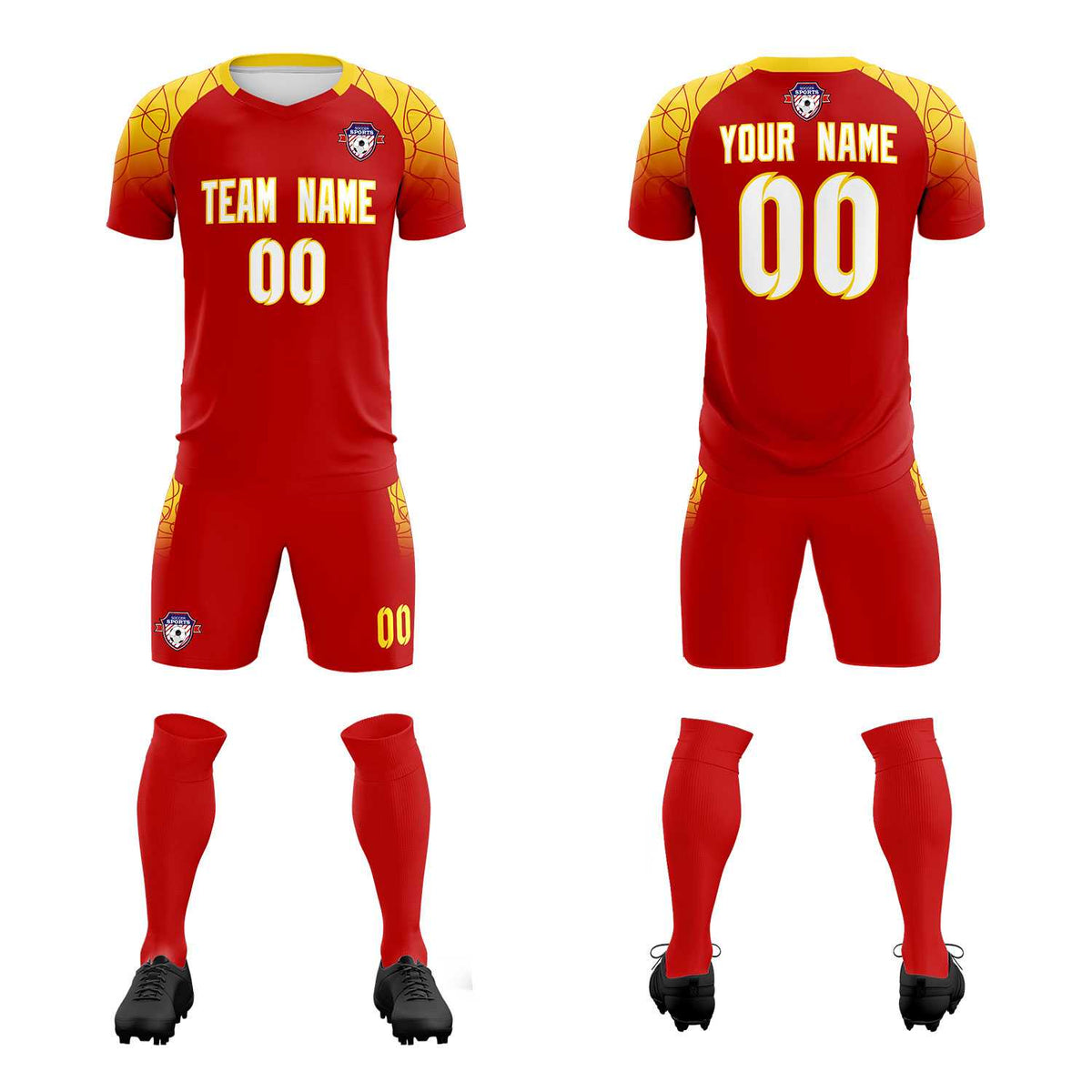 Custom Red Classic Football Training Kit Jersey For Adults/Kids