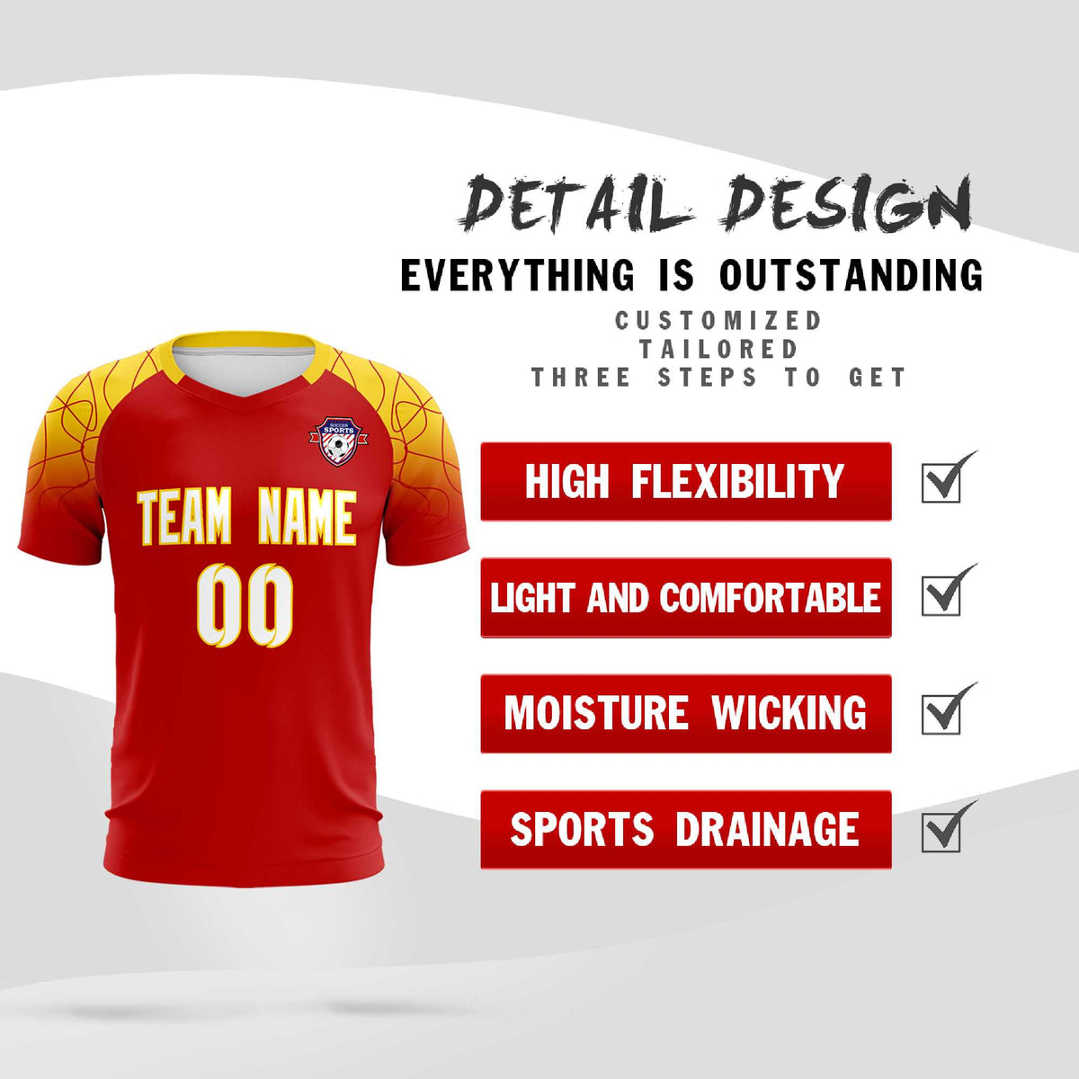 Custom Red Classic Football Training Kit Jersey For Adults/Kids