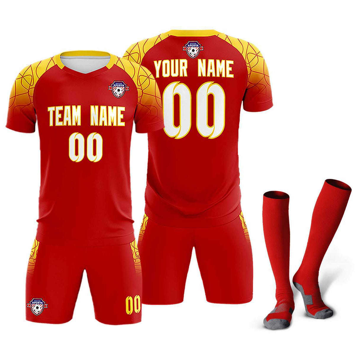 Custom Red Classic Football Training Kit Jersey For Adults/Kids
