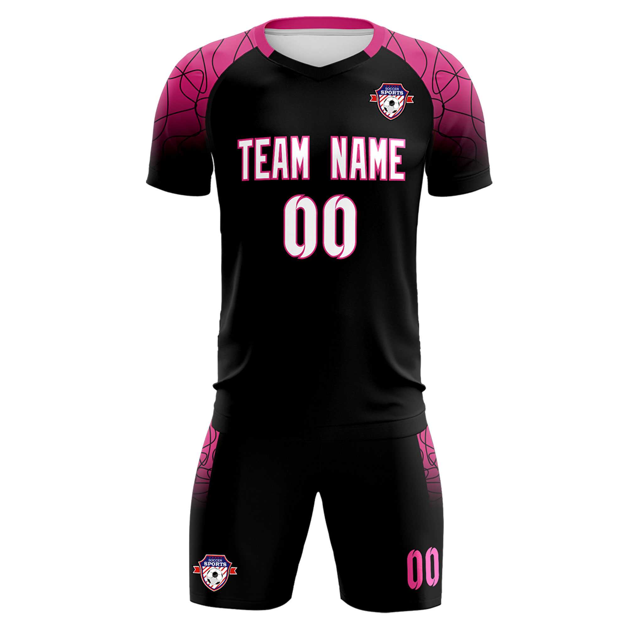 Custom Black Classic Football Training Kit Jersey For Adults/Kids