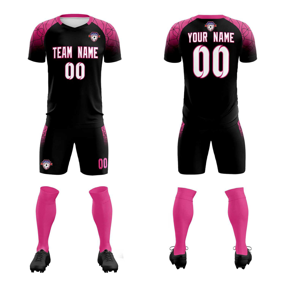 Custom Black Classic Football Training Kit Jersey For Adults/Kids