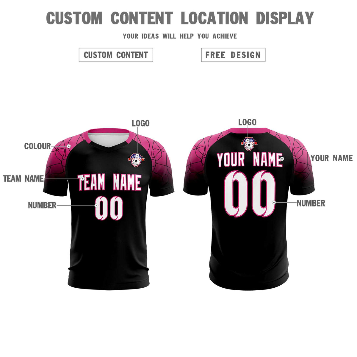 Custom Black Classic Football Training Kit Jersey For Adults/Kids
