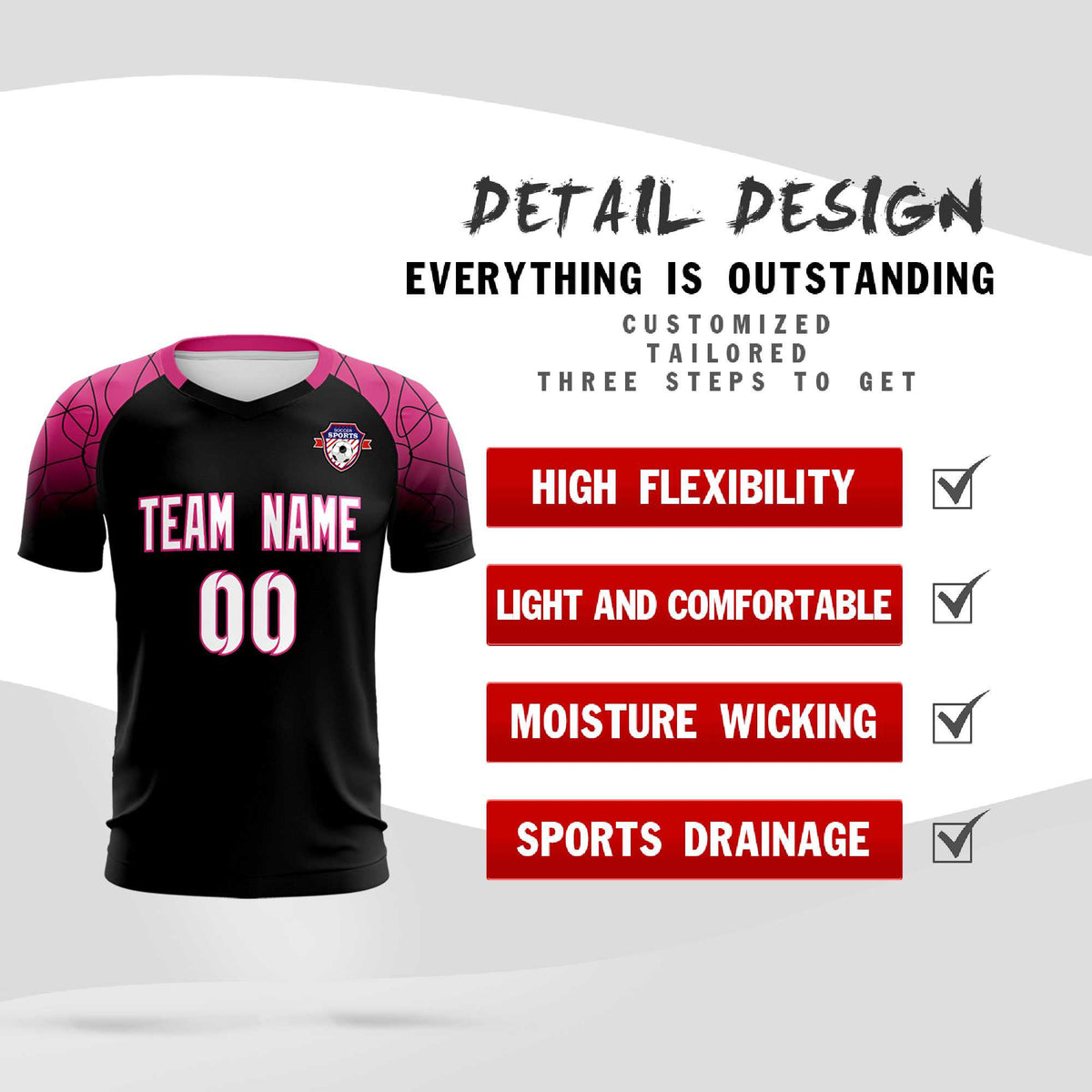 Custom Black Classic Football Training Kit Jersey For Adults/Kids