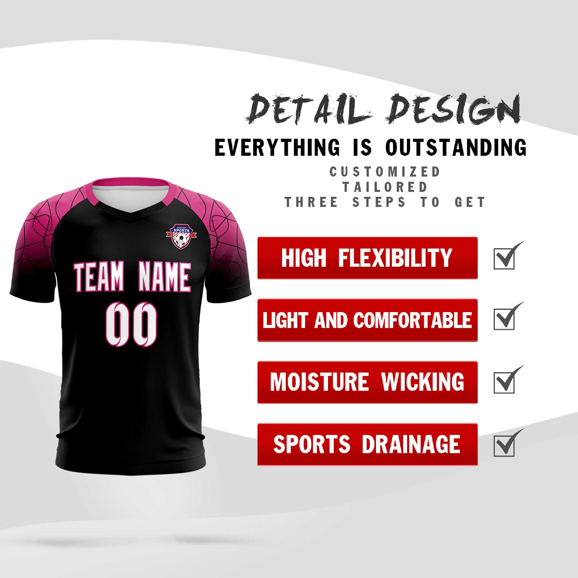Custom Black Classic Football Training Kit Jersey For Adults/Kids