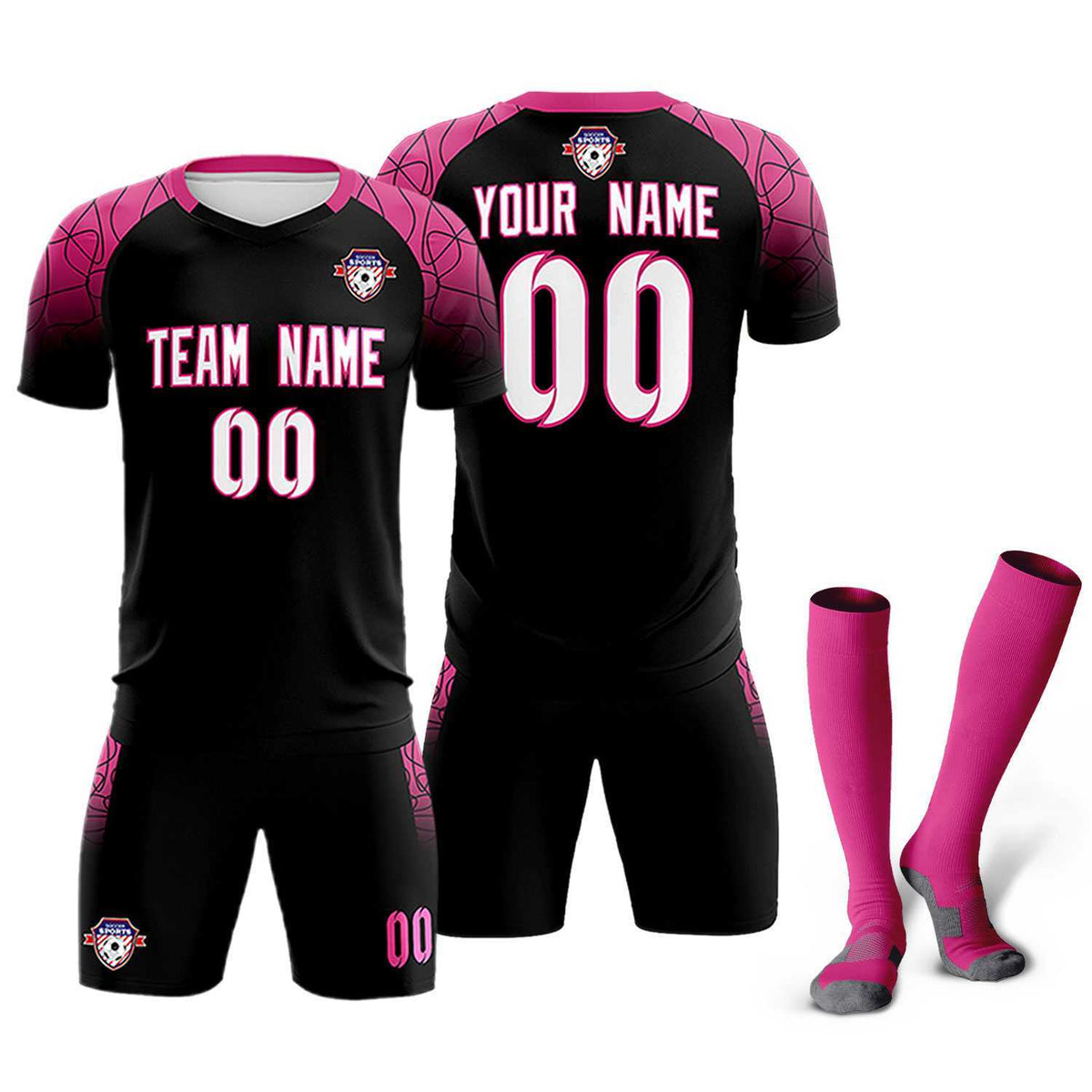Custom Black Classic Football Training Kit Jersey For Adults/Kids