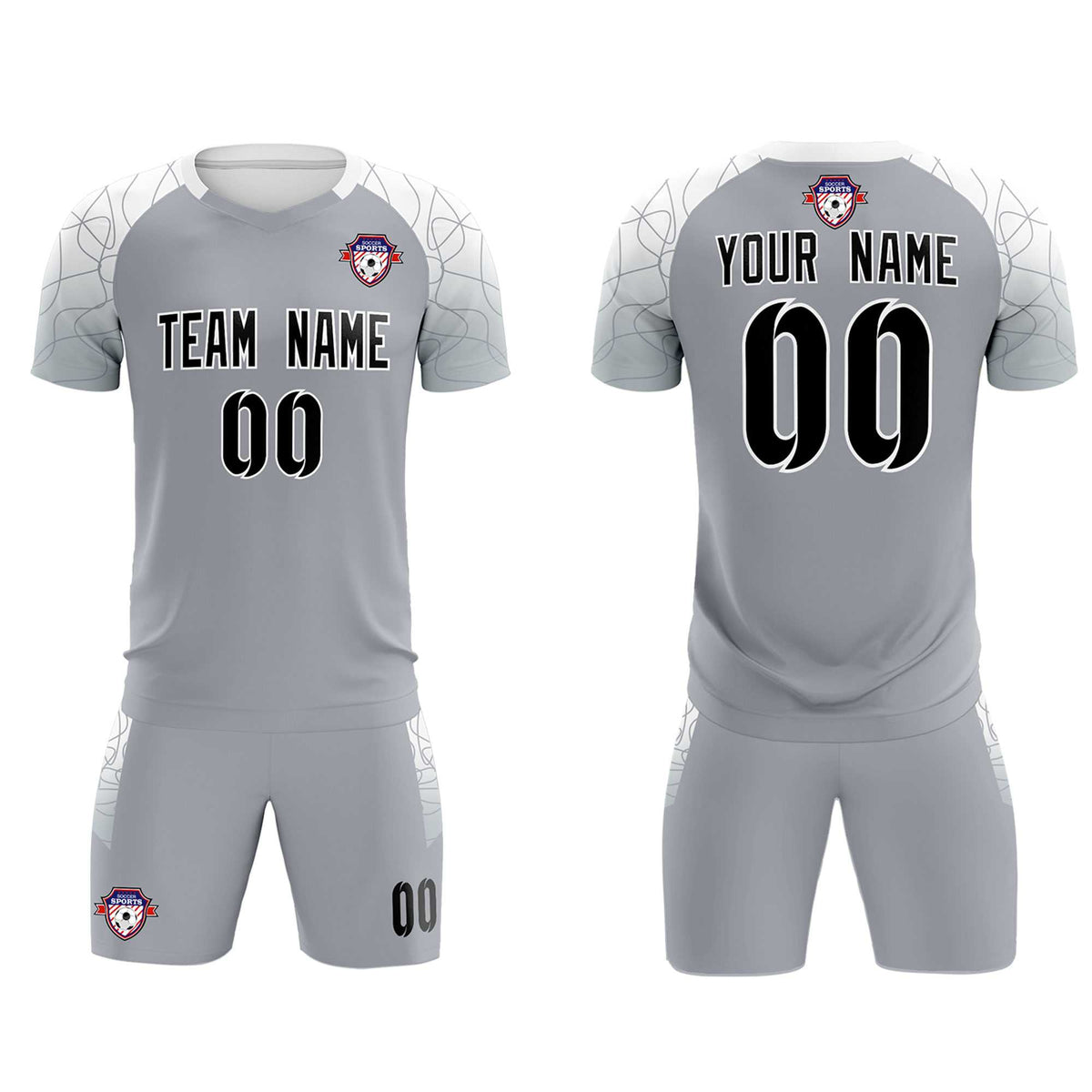 Custom Silver Classic Football Training Kit Jersey For Adults/Kids