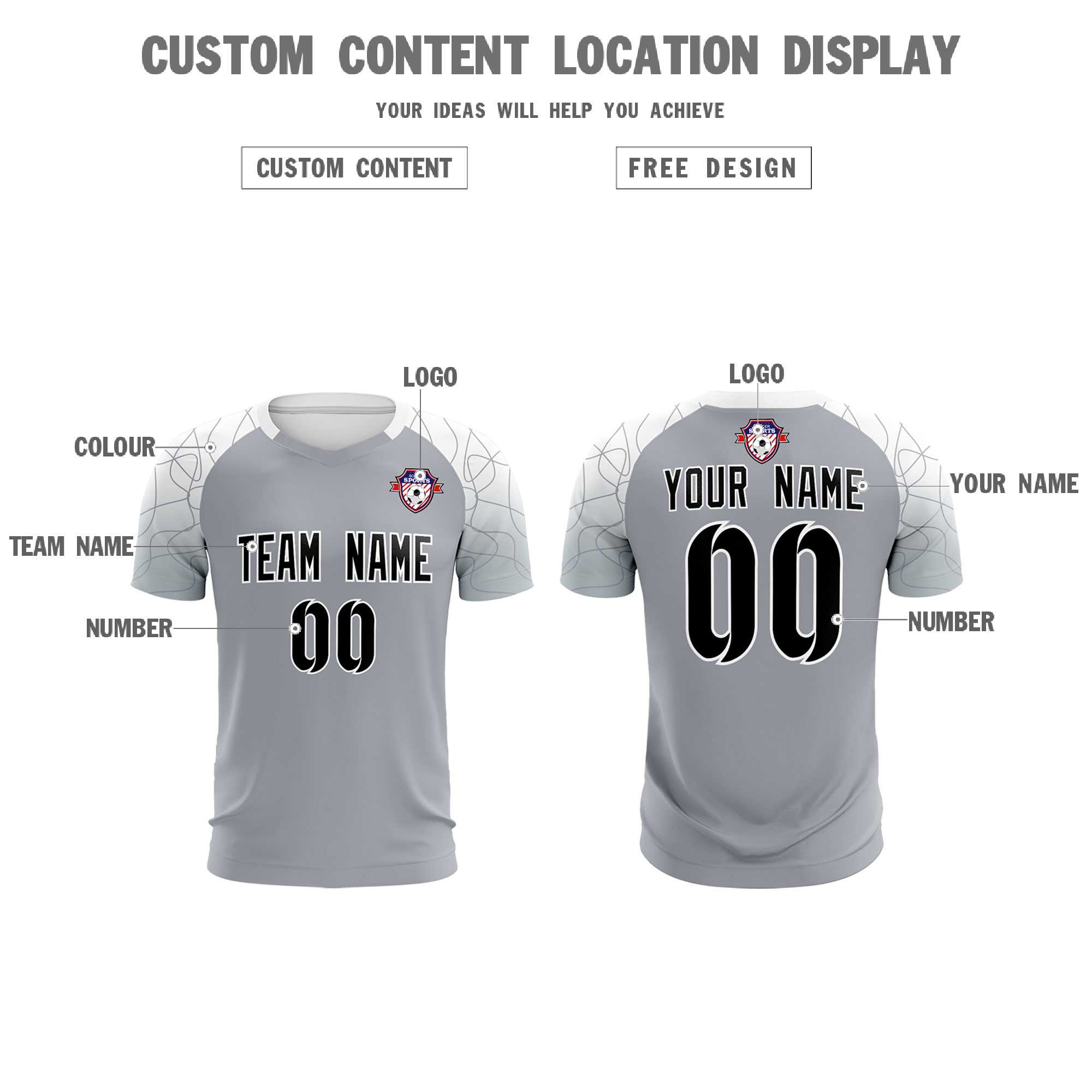 Custom Silver Classic Football Training Kit Jersey For Adults/Kids