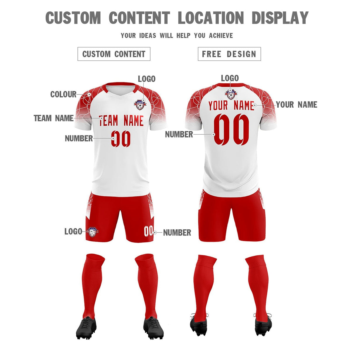 Custom White Classic Football Training Kit Jersey For Adults/Kids