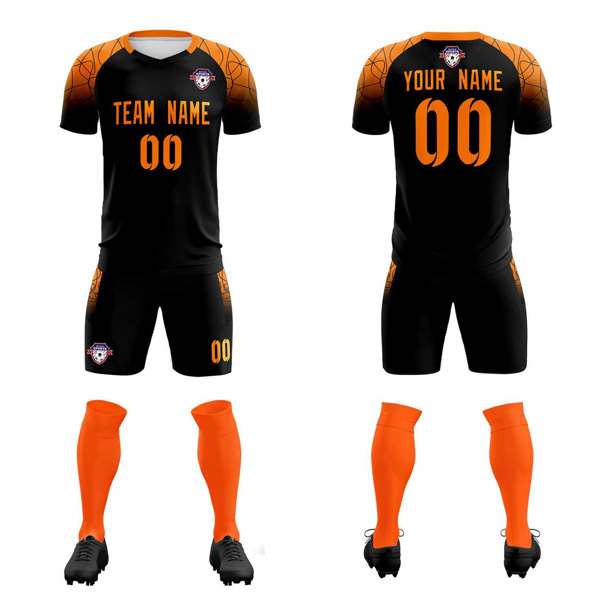 Custom Black Classic Football Training Kit Jersey For Adults/Kids
