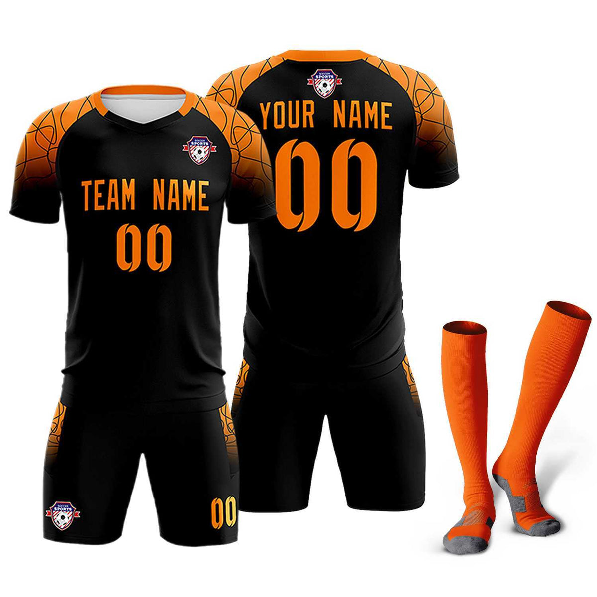 Custom Black Classic Football Training Kit Jersey For Adults/Kids