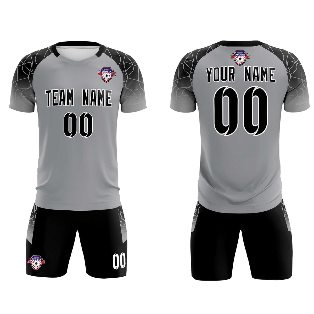 Custom Silver Classic Football Training Kit Jersey For Adults/Kids