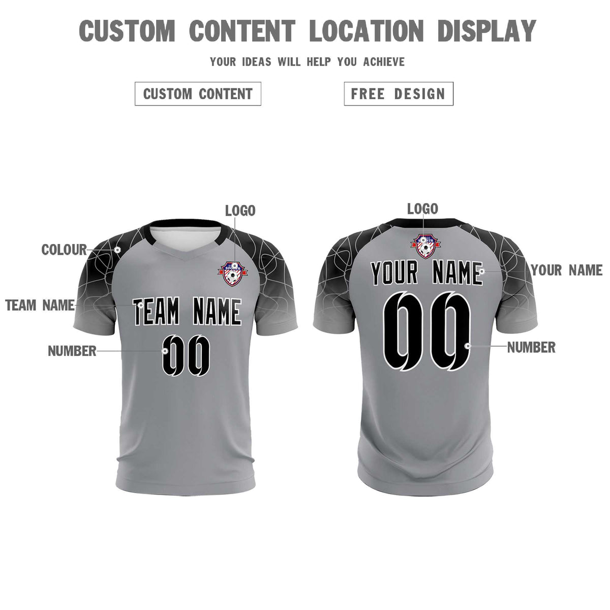 Custom Silver Classic Football Training Kit Jersey For Adults/Kids