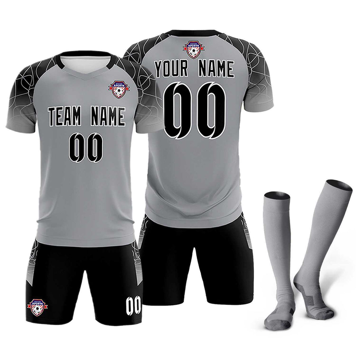 Custom Silver Classic Football Training Kit Jersey For Adults/Kids