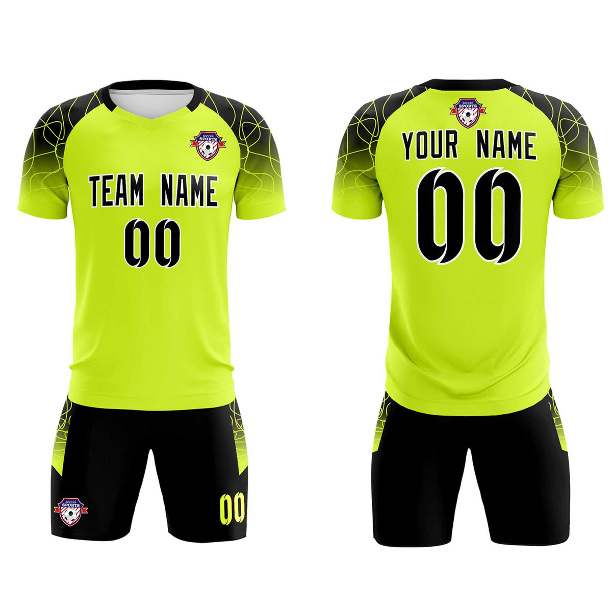 Custom Neon Green Classic Football Training Kit Jersey For Adults/Kids