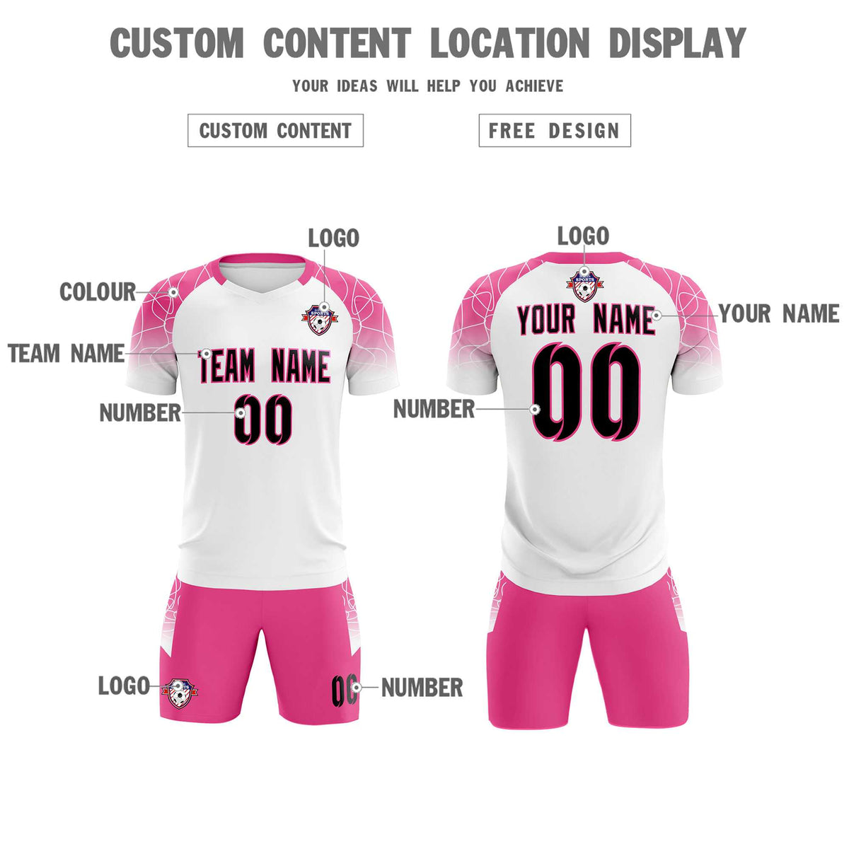 Custom White Classic Football Training Kit Jersey For Adults/Kids