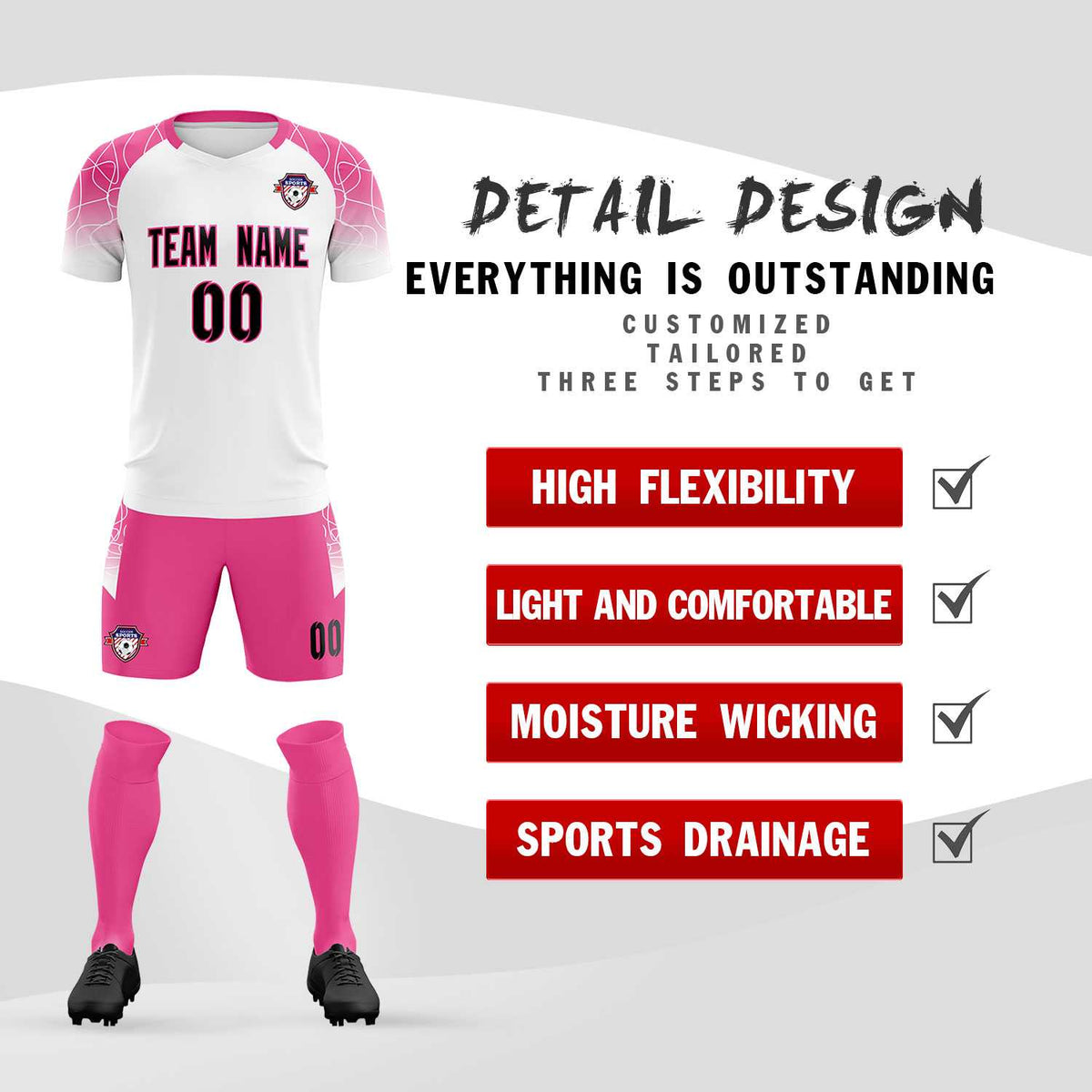 Custom White Classic Football Training Kit Jersey For Adults/Kids
