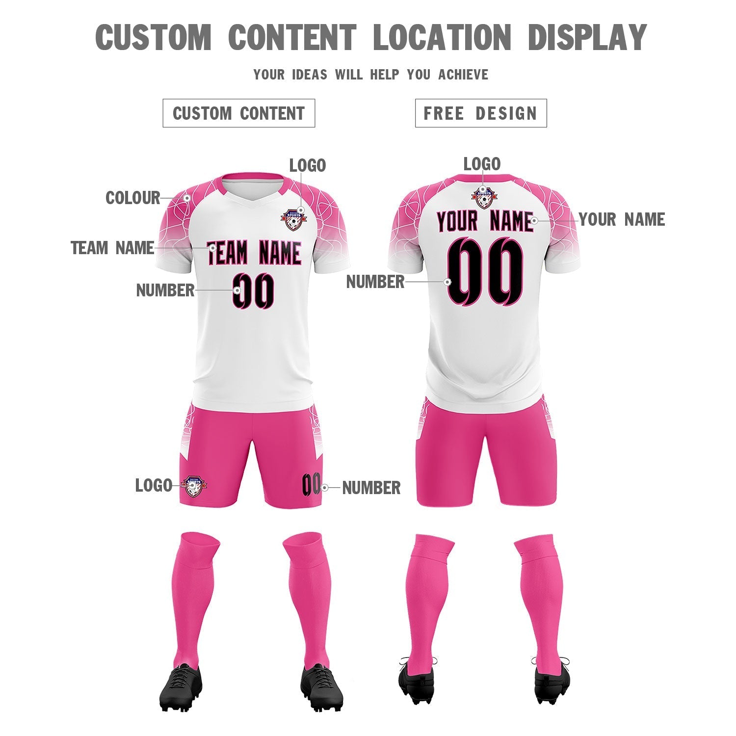 Custom White Classic Football Training Kit Jersey For Adults/Kids